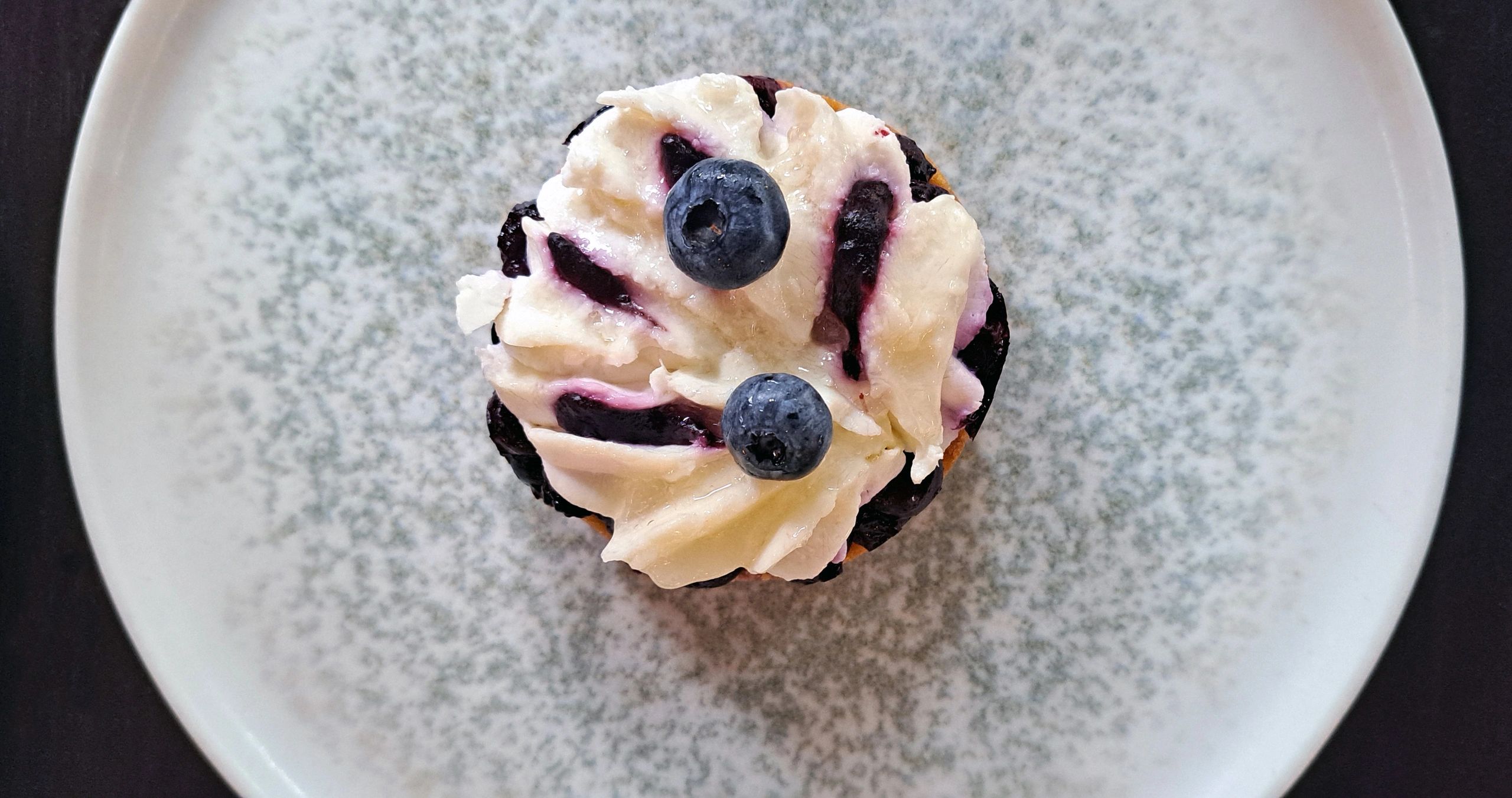 Blueberry cheesecake on a white plate