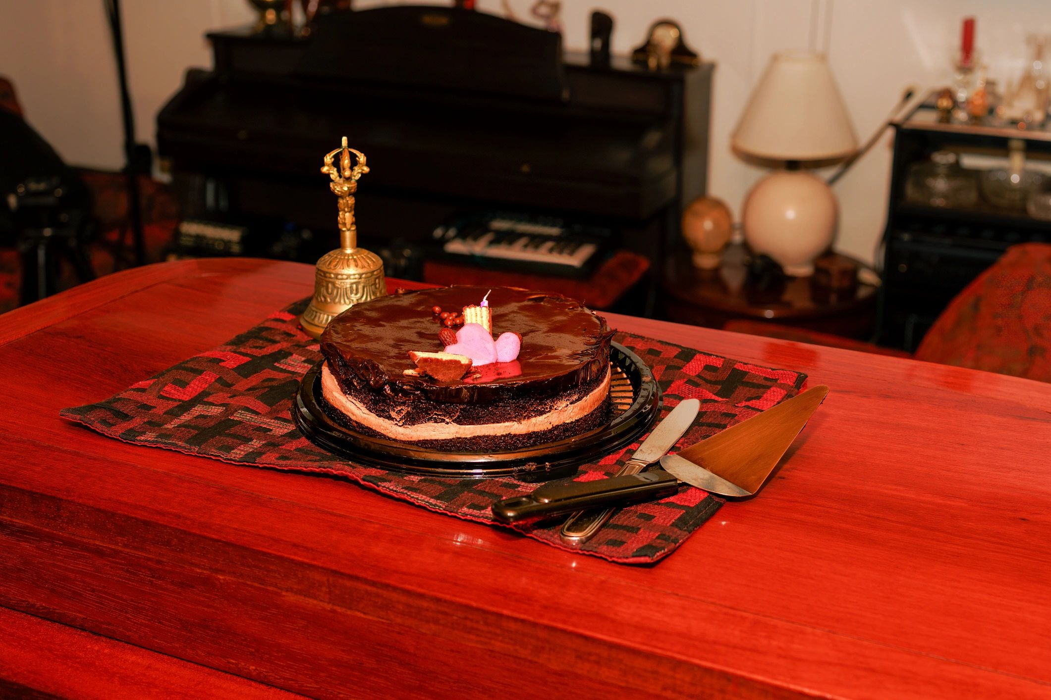 Birthday cake ready for celebration on a countertop